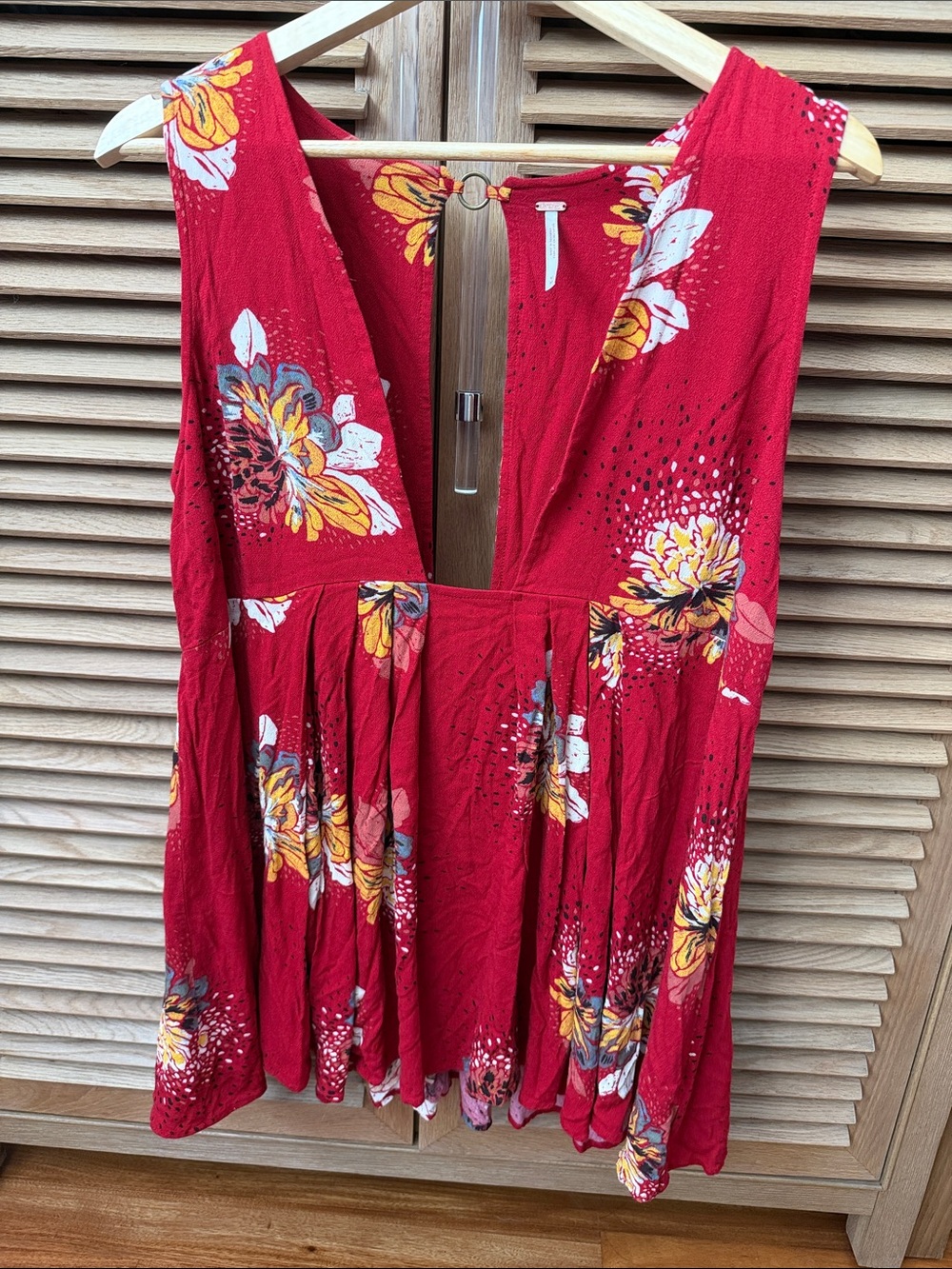 Free People Red Floral V-Neck Camisole